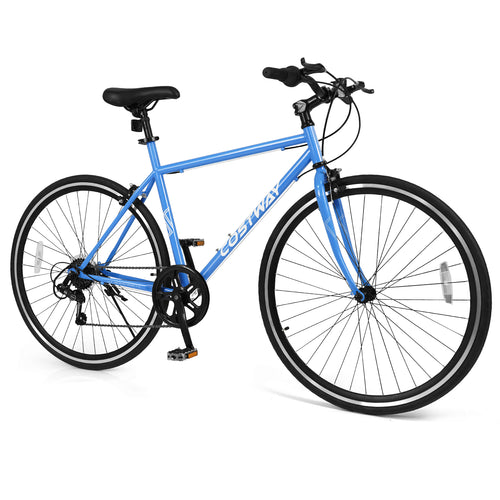 26 Inch Mountain Bike Adjustable with 6-Speed and All-terrain Rubber Wheels, Blue