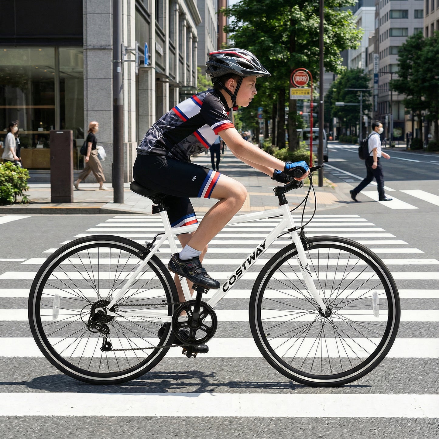 26 Inch Mountain Bike Adjustable with 6-Speed and All-terrain Rubber Wheels, White Kids Bike at Gallery Canada