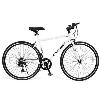26 Inch Mountain Bike Adjustable with 6-Speed and All-terrain Rubber Wheels, White Kids Bike at Gallery Canada
