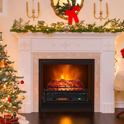 26 Inch WiFi Infrared Quartz Electric Fireplace Insert Logs Heater with Realistic Pinewood Logs, Black