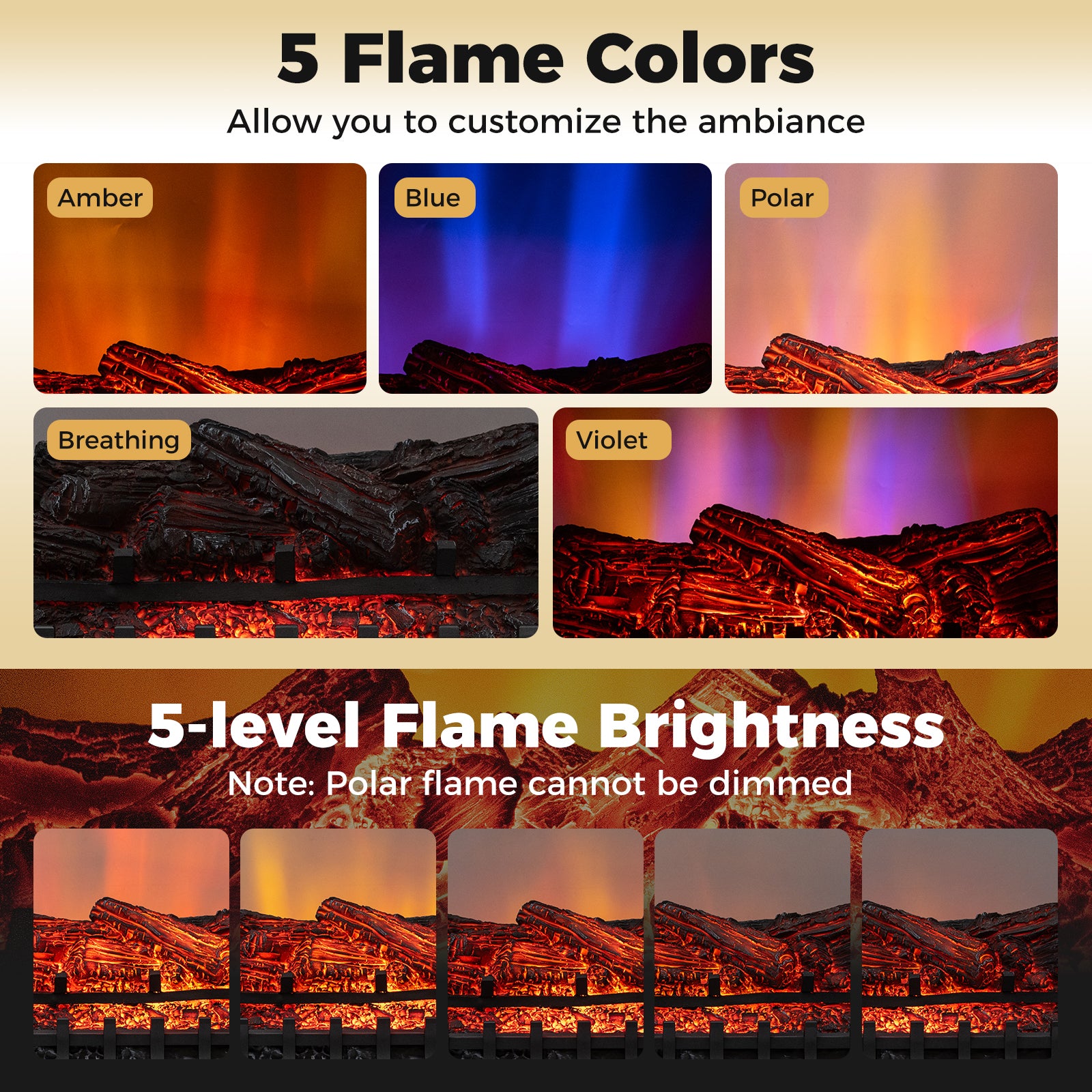 26 Inch WiFi Infrared Quartz Electric Fireplace Insert Logs Heater with Realistic Pinewood Logs, Black Fireplaces at Gallery Canada