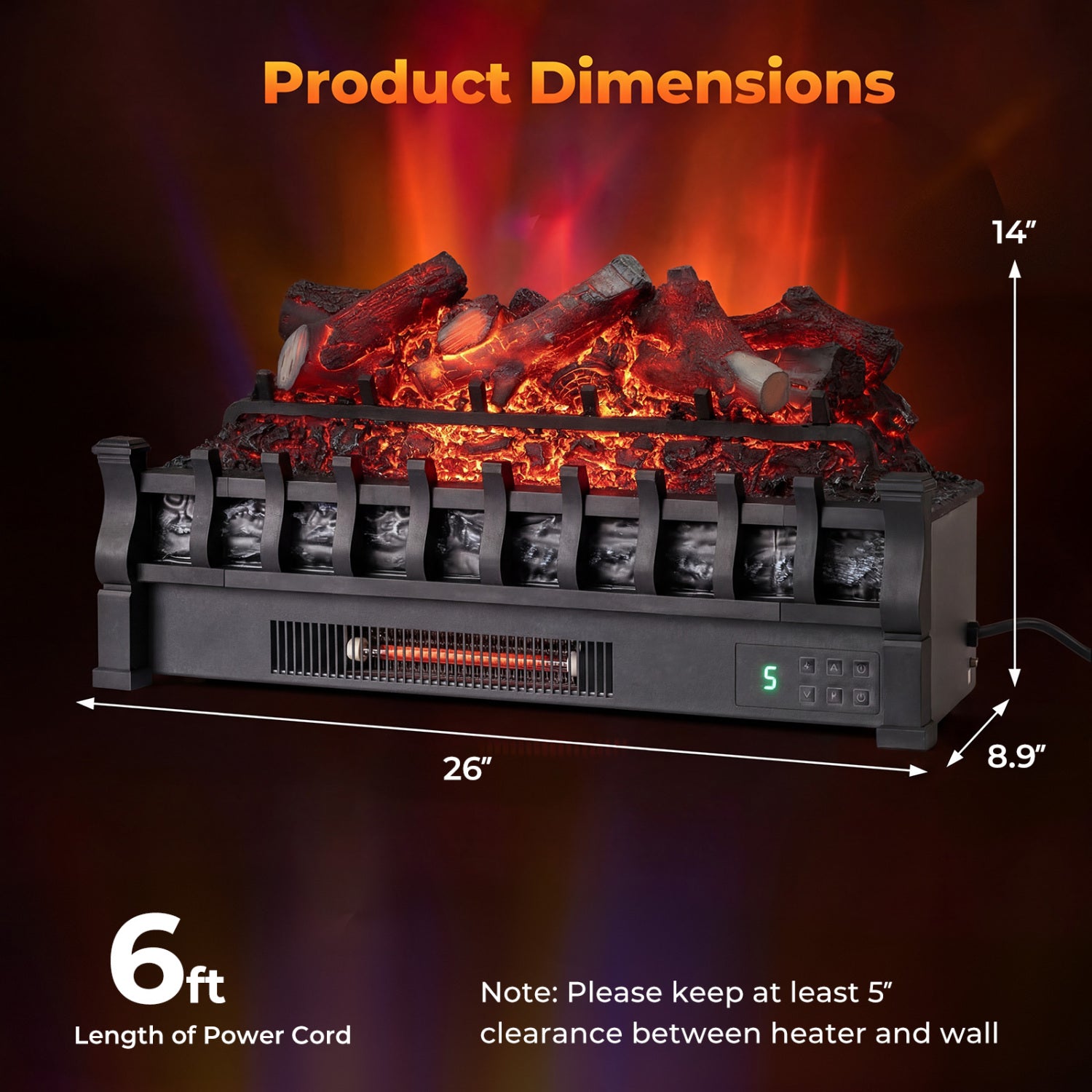 26 Inch WiFi Infrared Electric Fireplace Insert Fireplaces at Gallery Canada