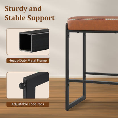 26 Inch Bar Stools Set Of 4, Faux Leather, Brown Bar Stools at Gallery Canada