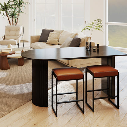 26 Inch Counter Bar Stools Set of 2, Faux Leather, Brown Bar Stools at Gallery Canada