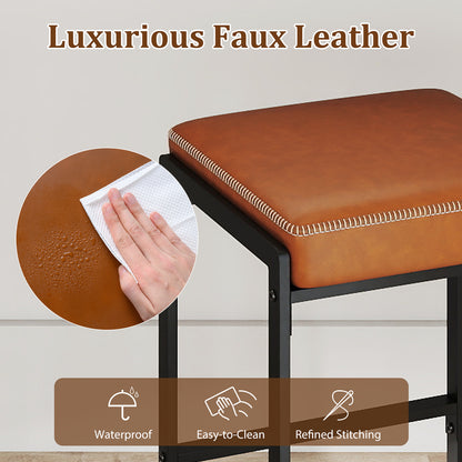 26 Inch Counter Bar Stools Set of 2, Faux Leather, Brown Bar Stools at Gallery Canada