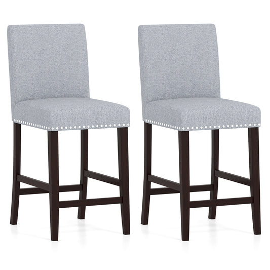 26 Inch Counter Height Chairs, Set of 2, Padded Seat, Backrest, Gray Dining Chairs Gray at Gallery Canada