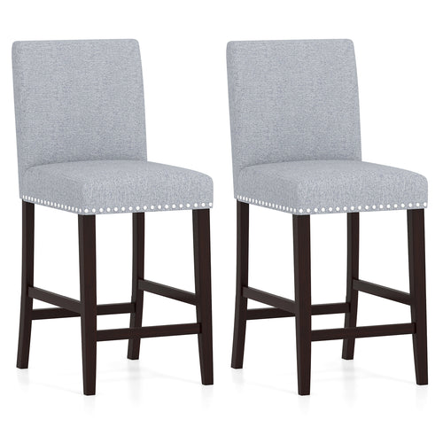26 inch Counter Height Chairs Set of 2 with Padded Seat and Backrest, Gray