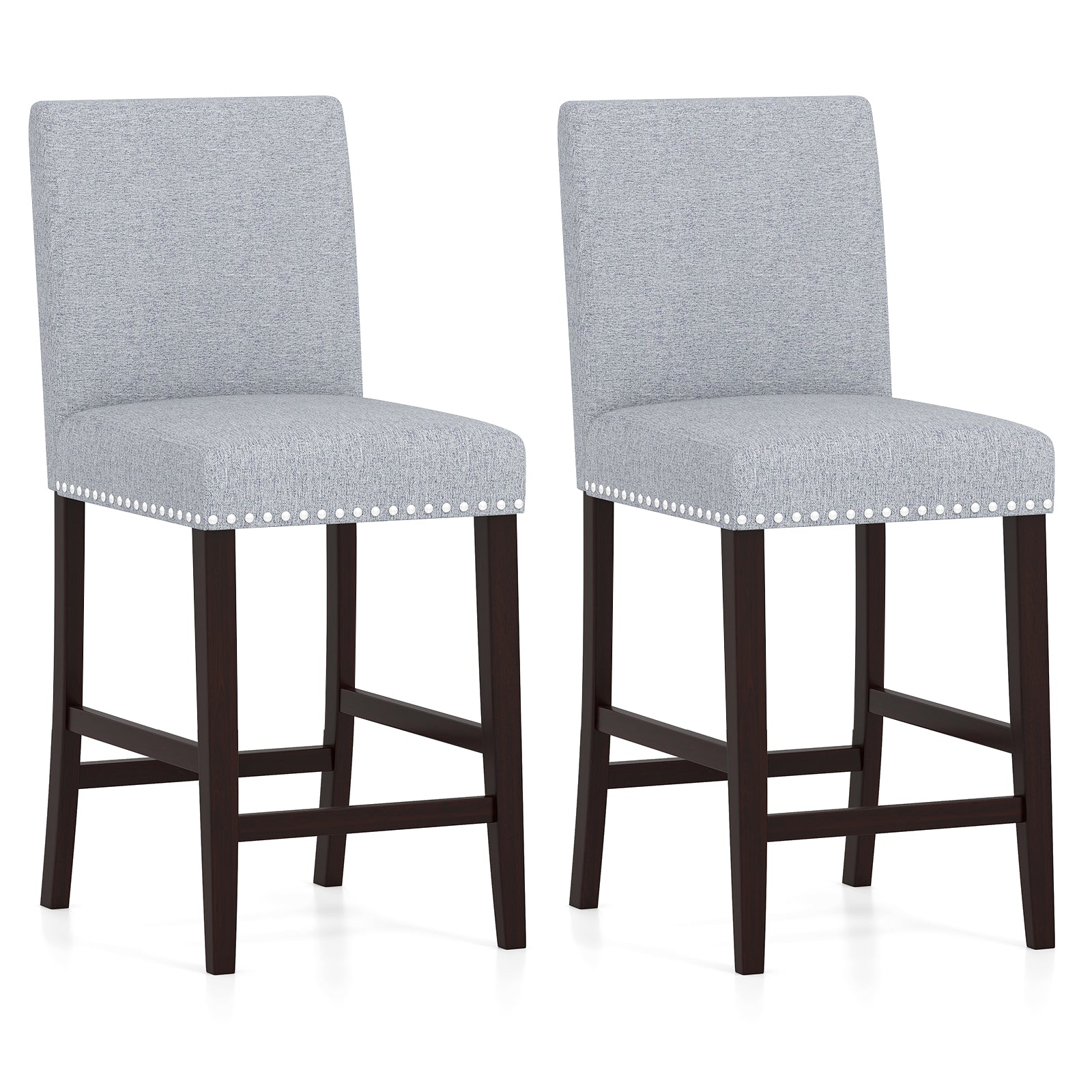 26 Inch Counter Height Chairs, Set of 2, Padded Seat, Backrest, Gray Dining Chairs at Gallery Canada