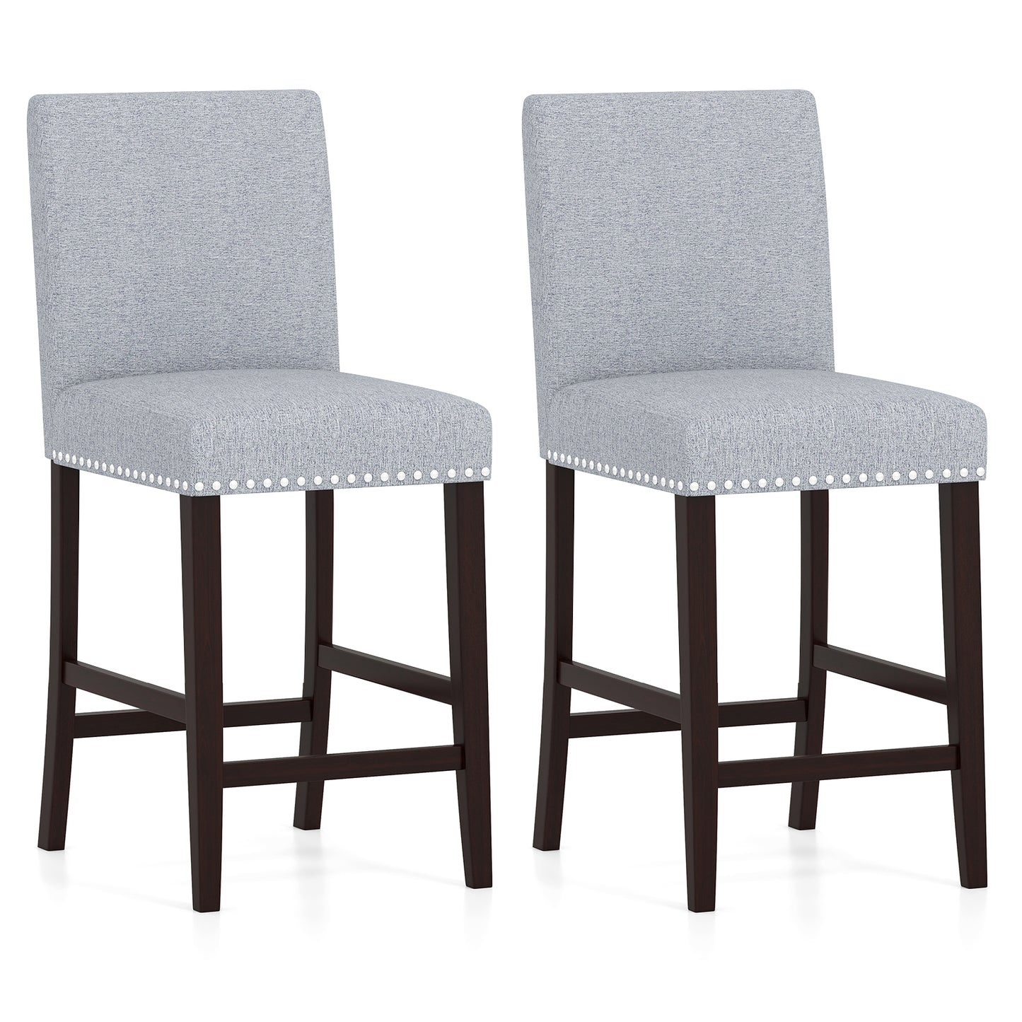 26 Inch Counter Height Chairs, Set of 2, Padded Seat, Backrest, Gray Dining Chairs at Gallery Canada
