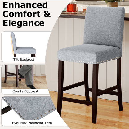 26 inch Counter Height Chairs Set of 2 with Padded Seat and Backrest, Gray Dining Chairs at Gallery Canada