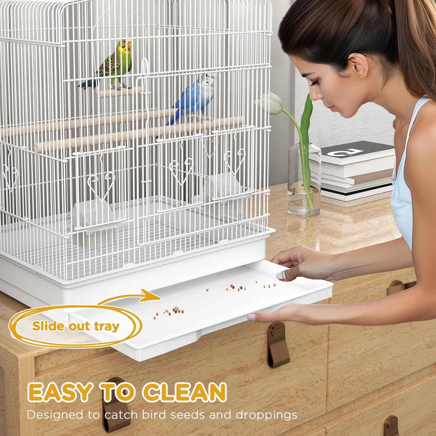 23" Bird Cage, Finches Canaries Parrot, White Bird Cages at Gallery Canada