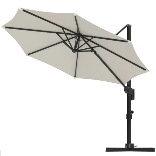 10' Offset Patio Umbrella, Aluminum Pole, 360° Rotation, Tilt, White