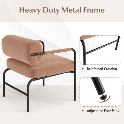 Velvet Upholstered Accent Chair with Cylindrical Backrest and Metal Armrests, Brown Accent Chairs at Gallery Canada