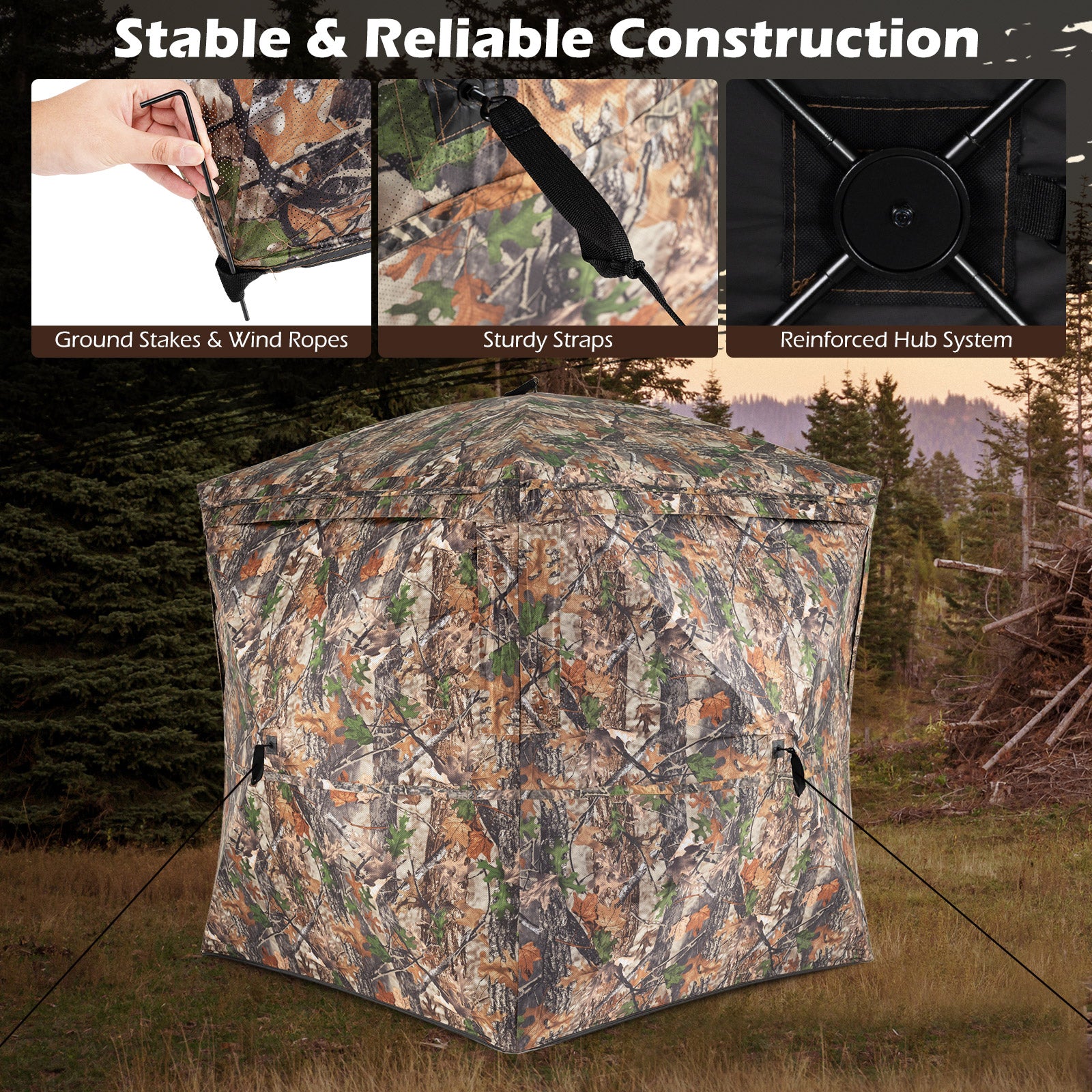 270° See Through Hunting Blind Tent with Silent Magnetic Door, Camouflage Tents at Gallery Canada