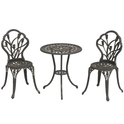3PCs Patio Bistro Set, Cast Aluminum Table and Chairs, Bronze Bistro Sets at Gallery Canada