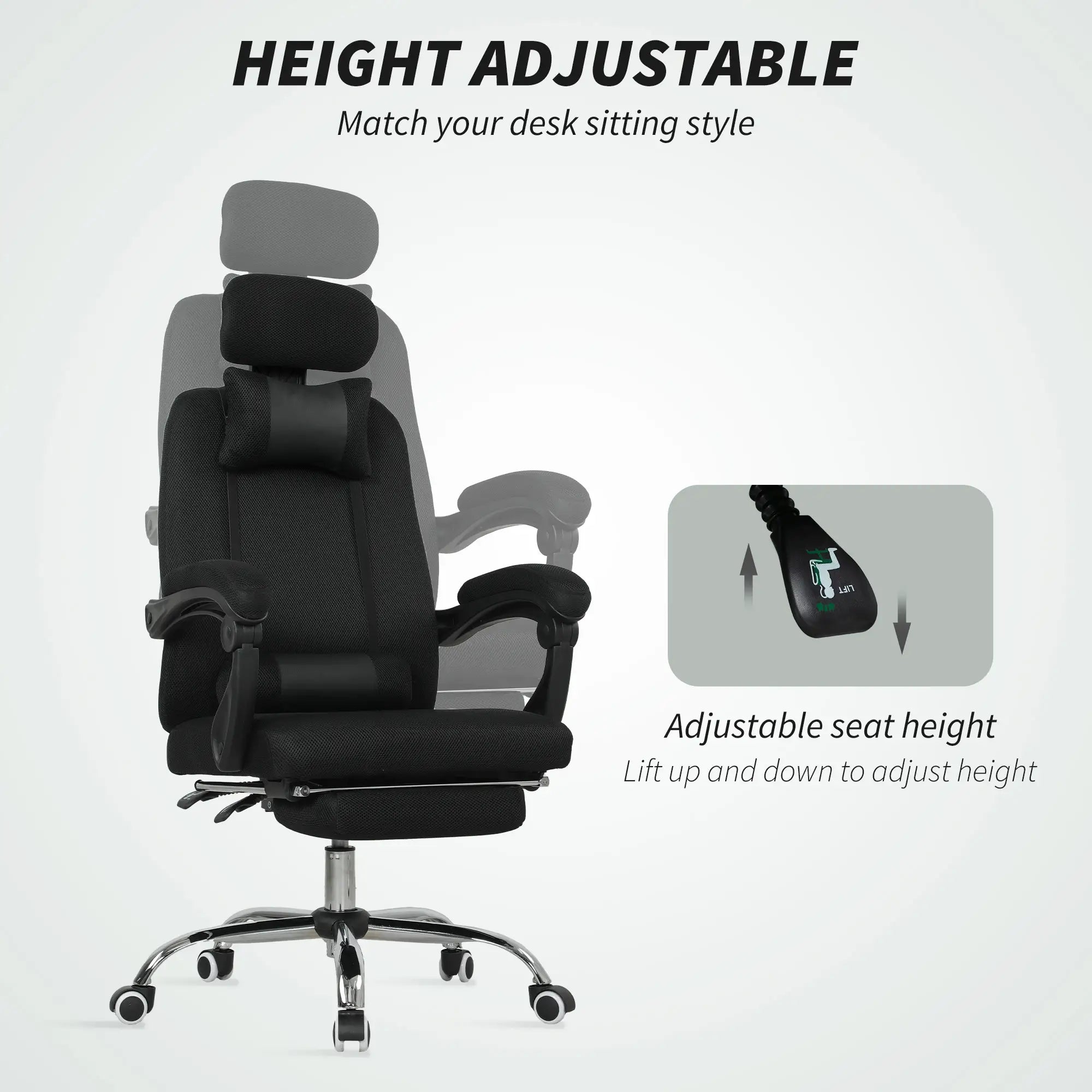 Ergonomic Executive High Back Office Chair, Footrest, Lumbar Support, Black Executive & Manager Chairs at Gallery Canada