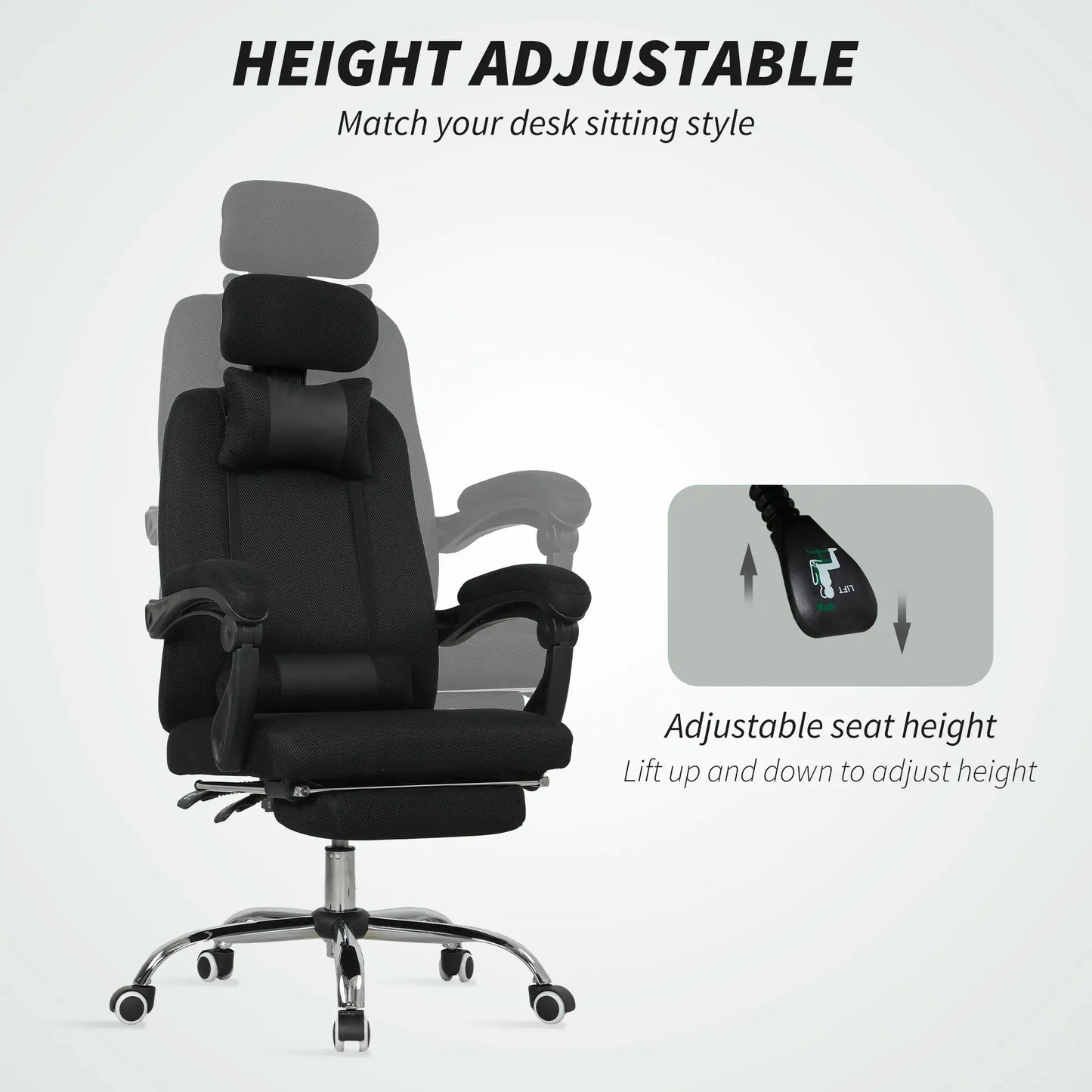 Ergonomic Executive High Back Office Chair, Footrest, Lumbar Support, Black Executive & Manager Chairs at Gallery Canada