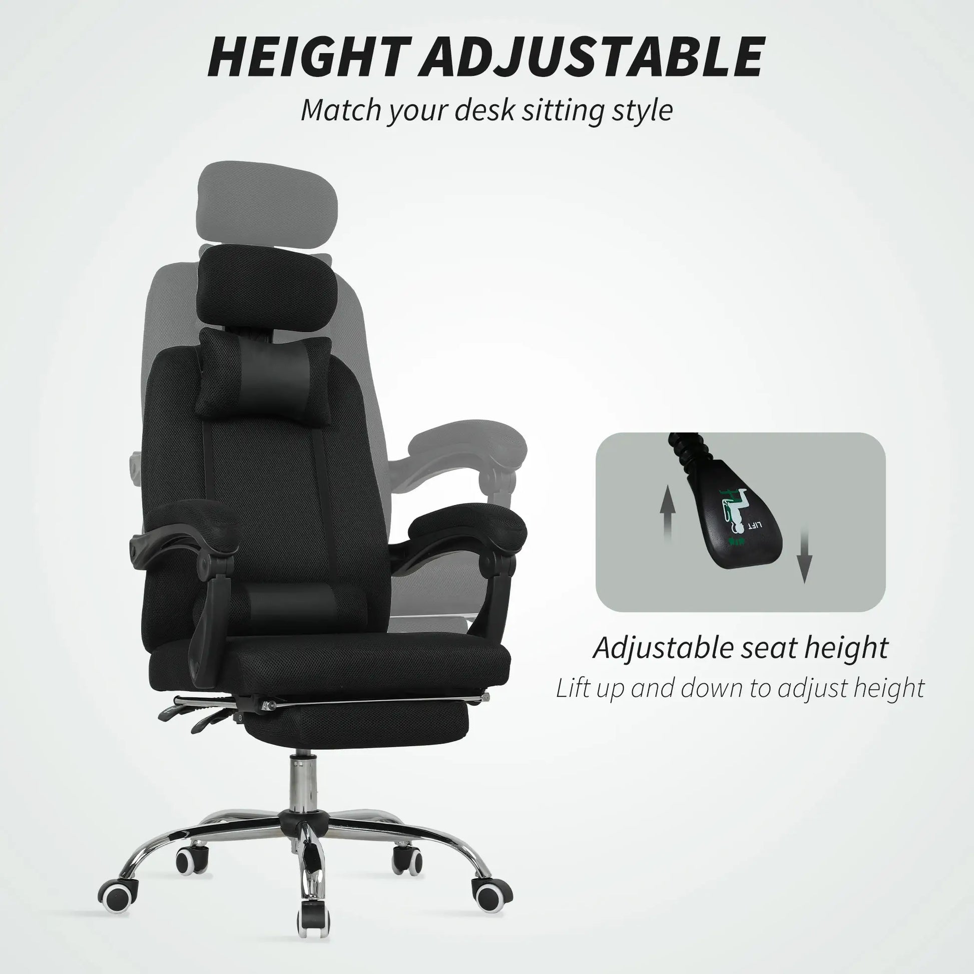 Ergonomic Executive High Back Office Chair, Footrest, Lumbar Support, Black Executive & Manager Chairs at Gallery Canada