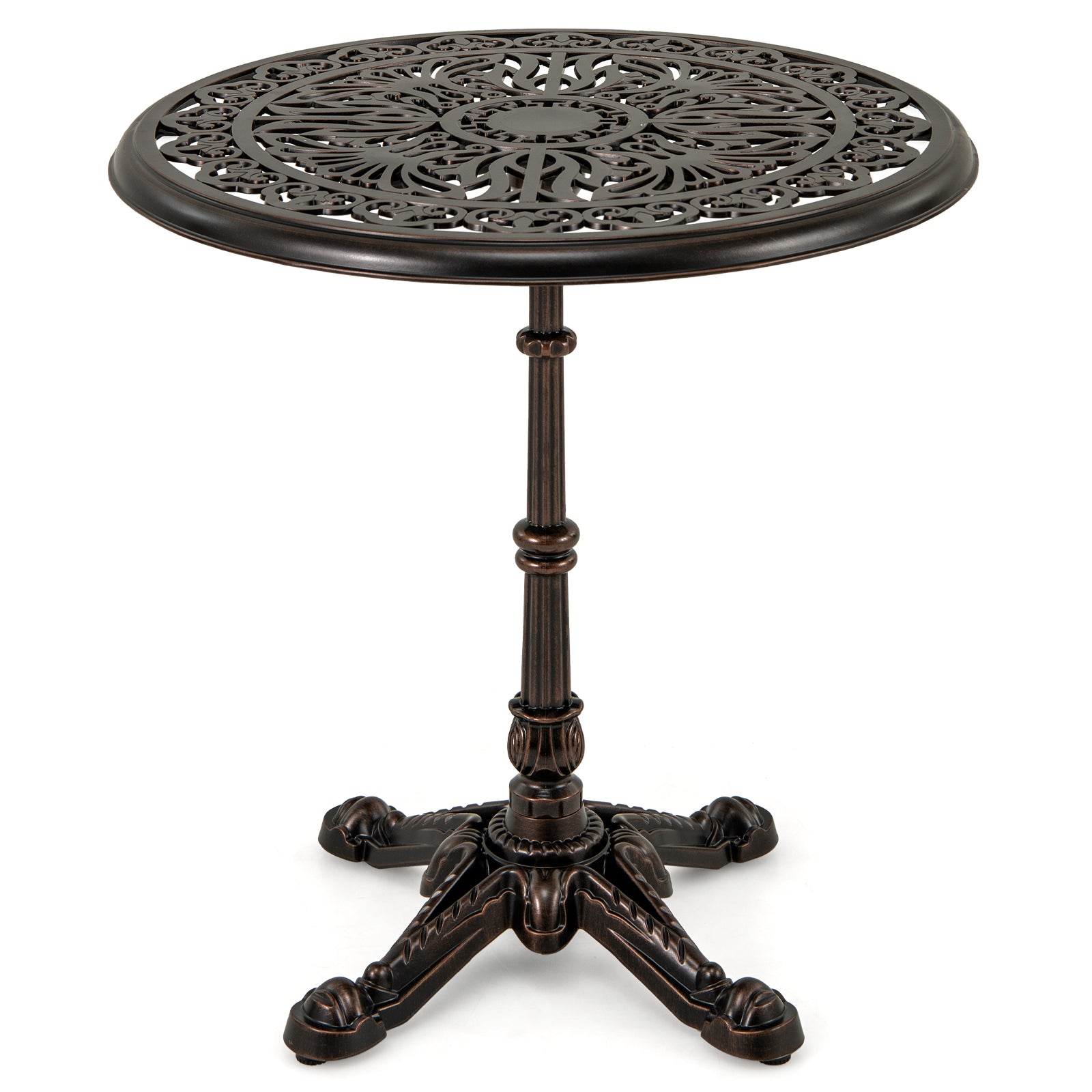 27Inch Round Cast Aluminum Patio Bistro Table with Hollow Top, Copper Patio Dining Tables at Gallery Canada