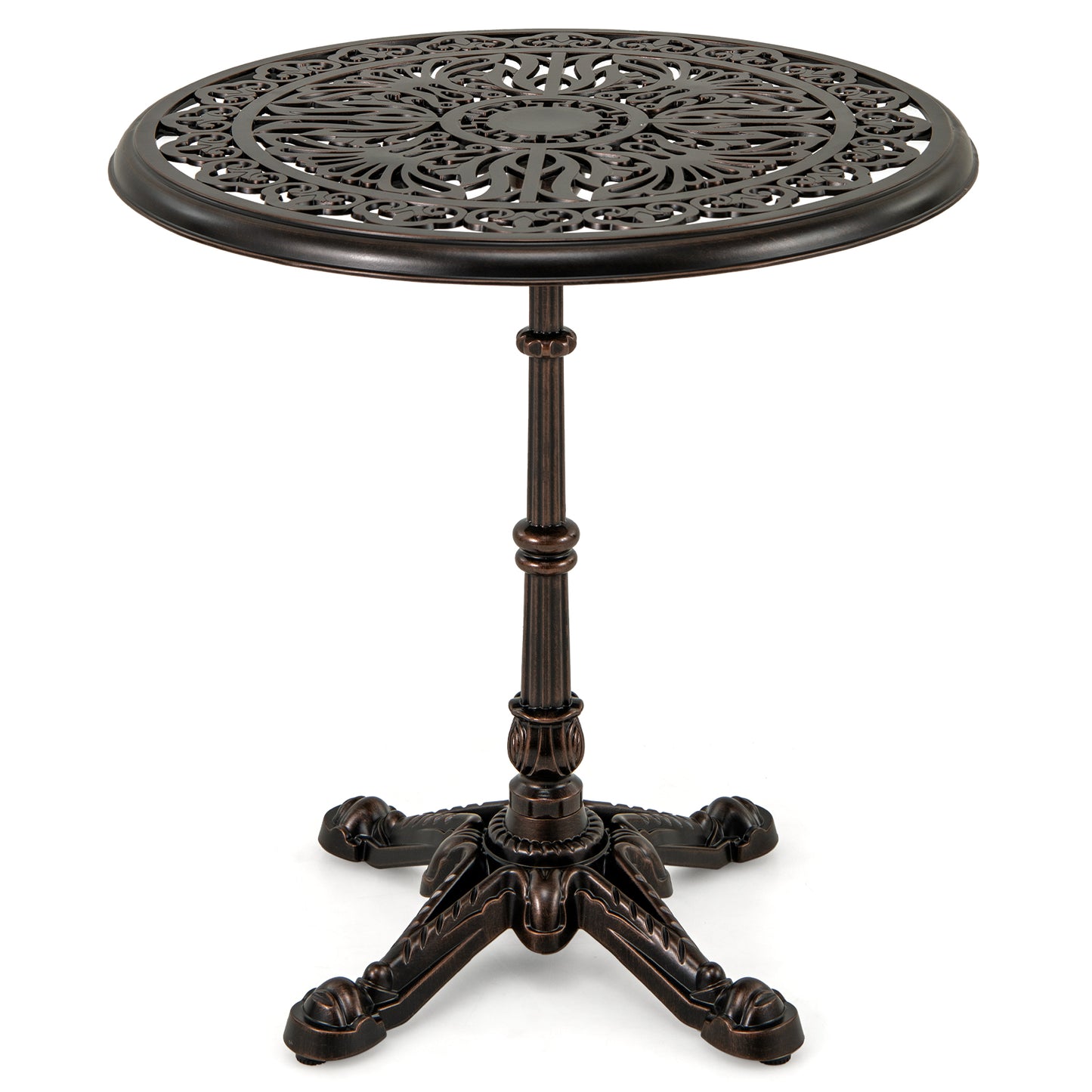 27Inch Round Cast Aluminum Patio Bistro Table with Hollow Top, Copper Patio Dining Tables at Gallery Canada