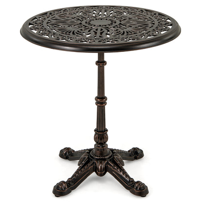 27Inch Round Cast Aluminum Patio Bistro Table with Hollow Top, Copper Patio Dining Tables at Gallery Canada
