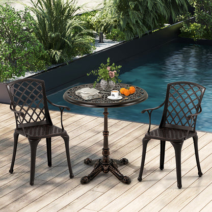 27Inch Round Cast Aluminum Patio Bistro Table with Hollow Top, Copper Patio Dining Tables at Gallery Canada