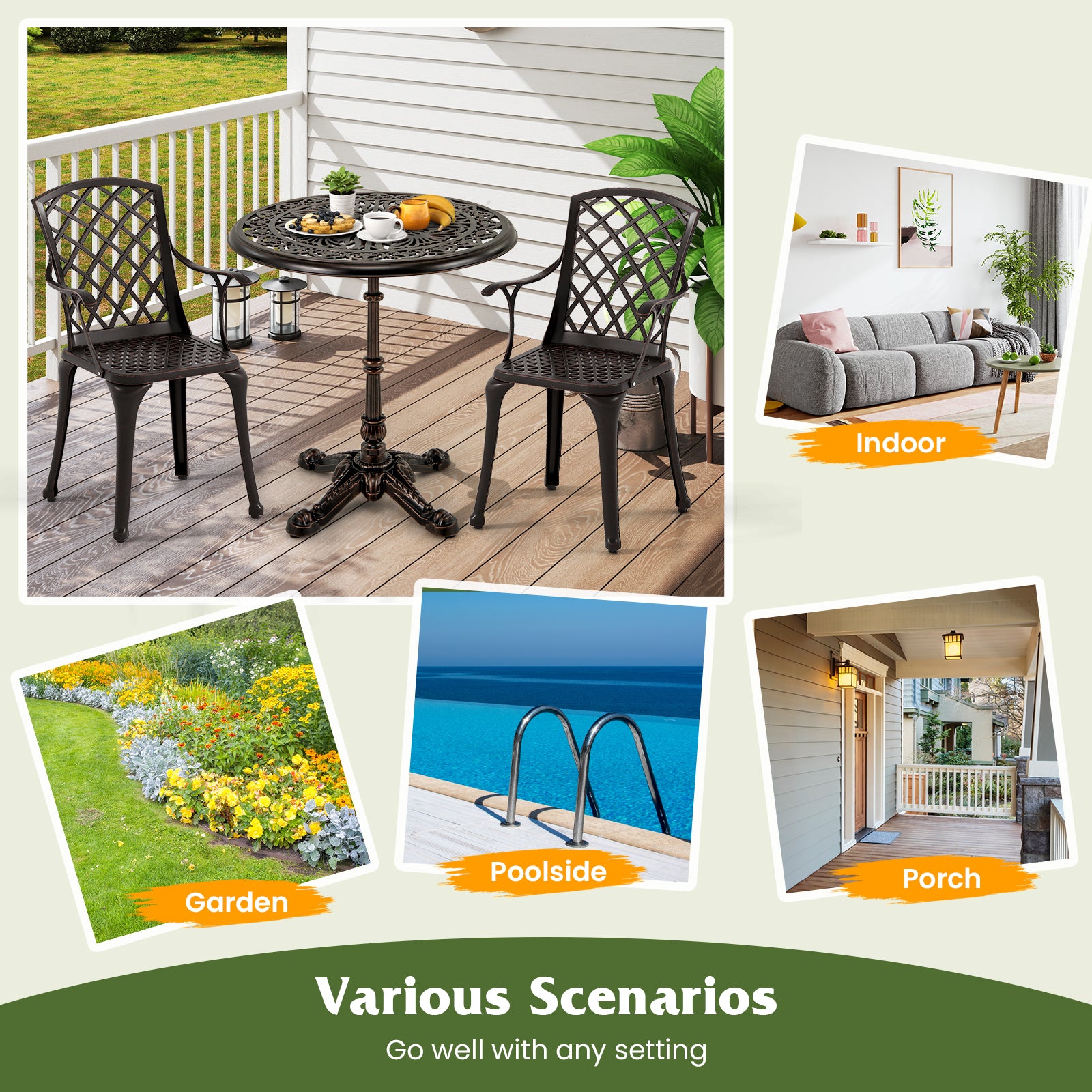 27Inch Round Cast Aluminum Patio Bistro Table with Hollow Top, Copper Patio Dining Tables at Gallery Canada