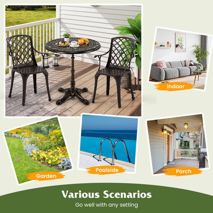 27Inch Round Cast Aluminum Patio Bistro Table with Hollow Top, Copper Patio Dining Tables at Gallery Canada