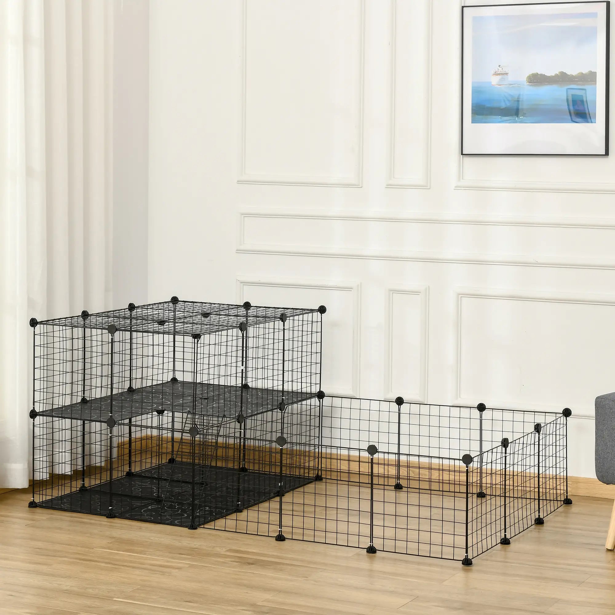 Small Animal Cage with Door, Guinea Pig Playpen, 68.9