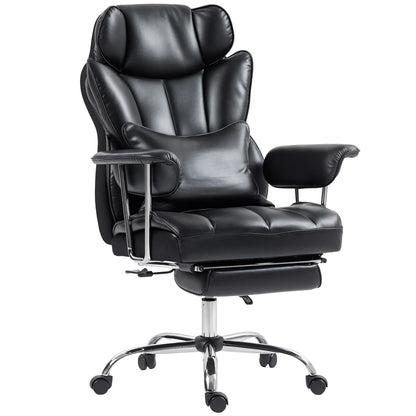 400LBS Massage Office Chair, 6-Point Vibration, Footrest, Lumbar Support, Black Massage Chairs Black at Gallery Canada