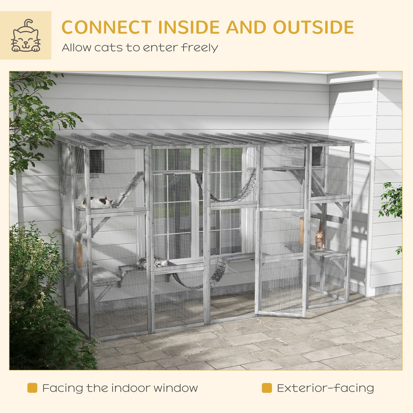 Large Outdoor Catio, Condos, Platforms, Doors, Ladders, Weather-Resistant Roof, Grey Outdoor Cat Enclosures at Gallery Canada