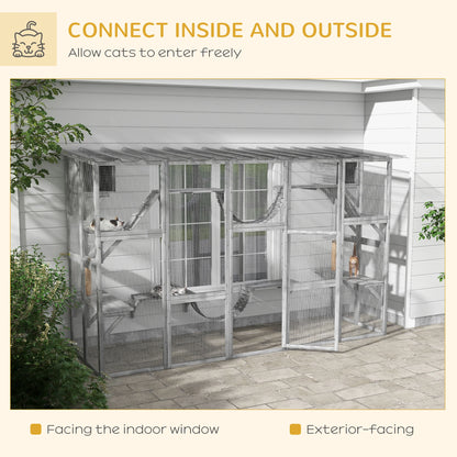 Large Outdoor Catio, Condos, Platforms, Doors, Ladders, Weather-Resistant Roof, Grey Outdoor Cat Enclosures at Gallery Canada