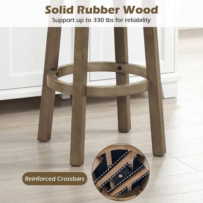 27 Inch Swivel Bar Stool, Upholstered Back Seat, Footrest, Gray Bar Stools at Gallery Canada