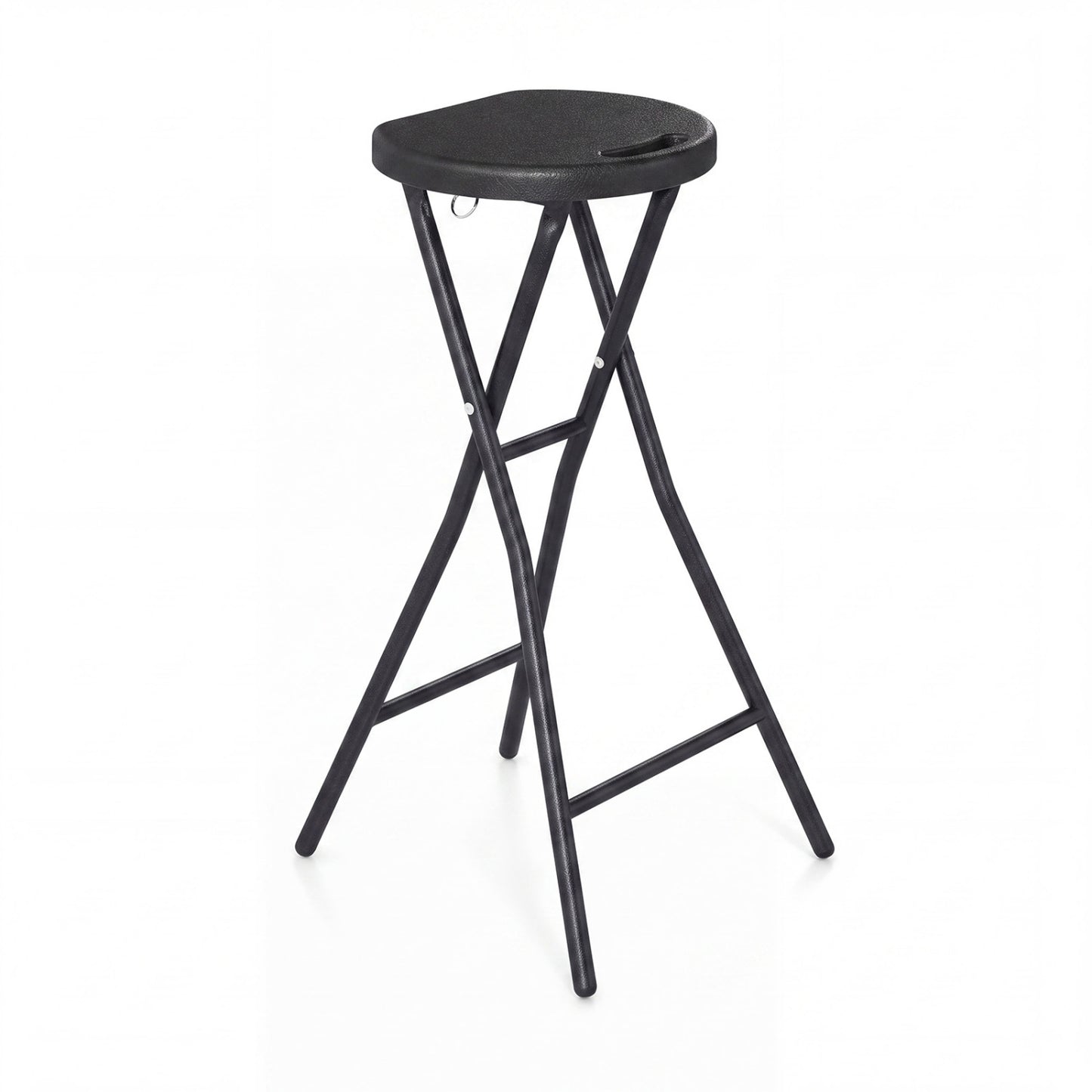 Tabouret de bar pliant 27,5", siège en PEHD, poignée de transport, noir
