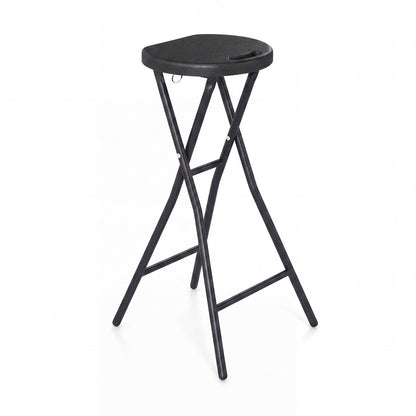 Tabouret de bar pliant 27,5", siège en PEHD, poignée de transport, noir