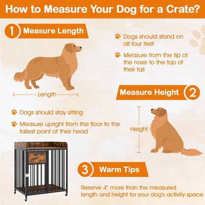 27.5 Inch Dog Crate Furniture with Wheels for Small Dogs and Puppies, Rustic Brown Pet Gate at Gallery Canada