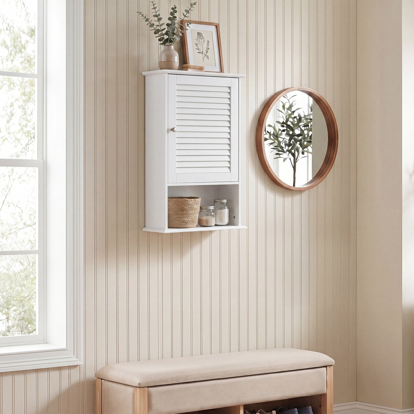 27.5 Inch H Wall Hanging Bathroom Storage Cabinet, White Wall Cabinets at Gallery Canada