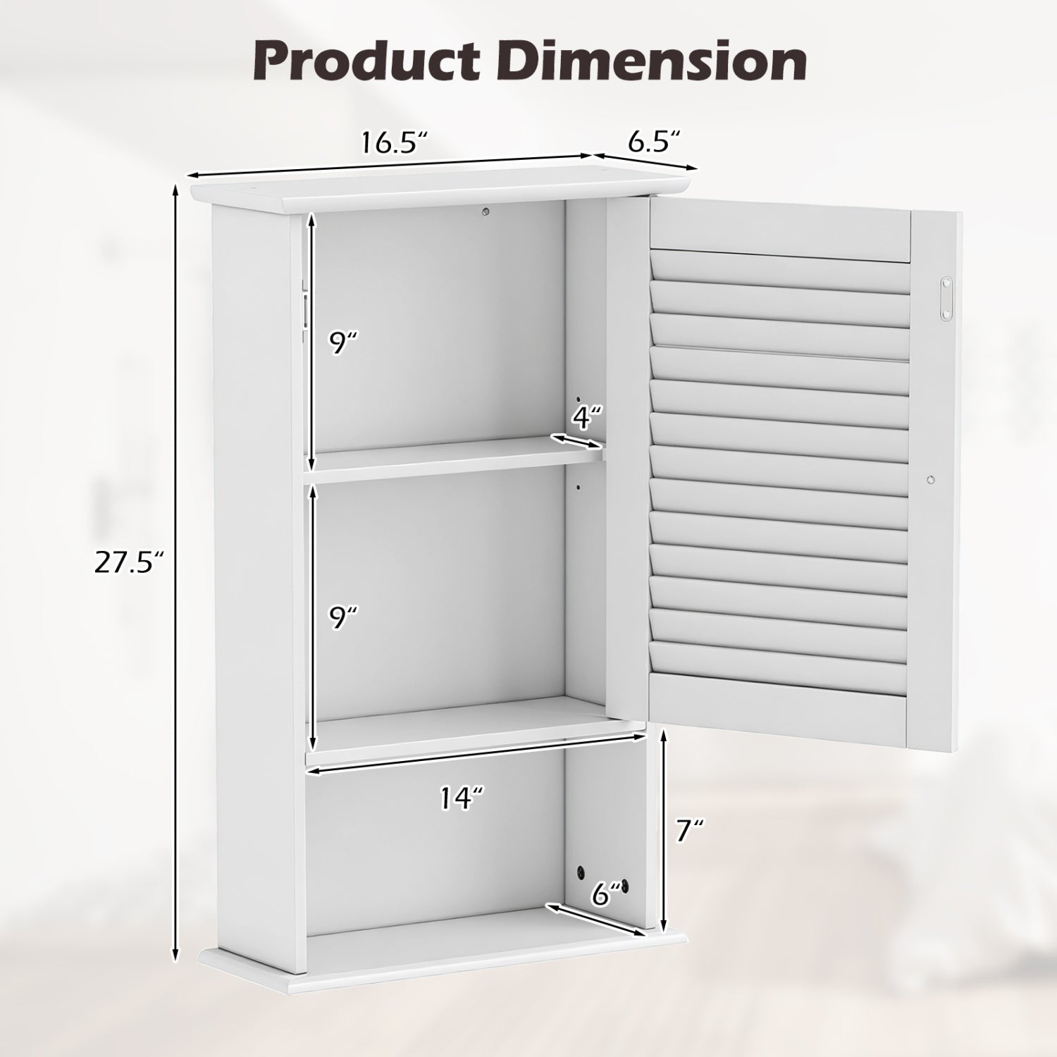 27.5 Inch H Wall Hanging Bathroom Storage Cabinet, White Wall Cabinets at Gallery Canada