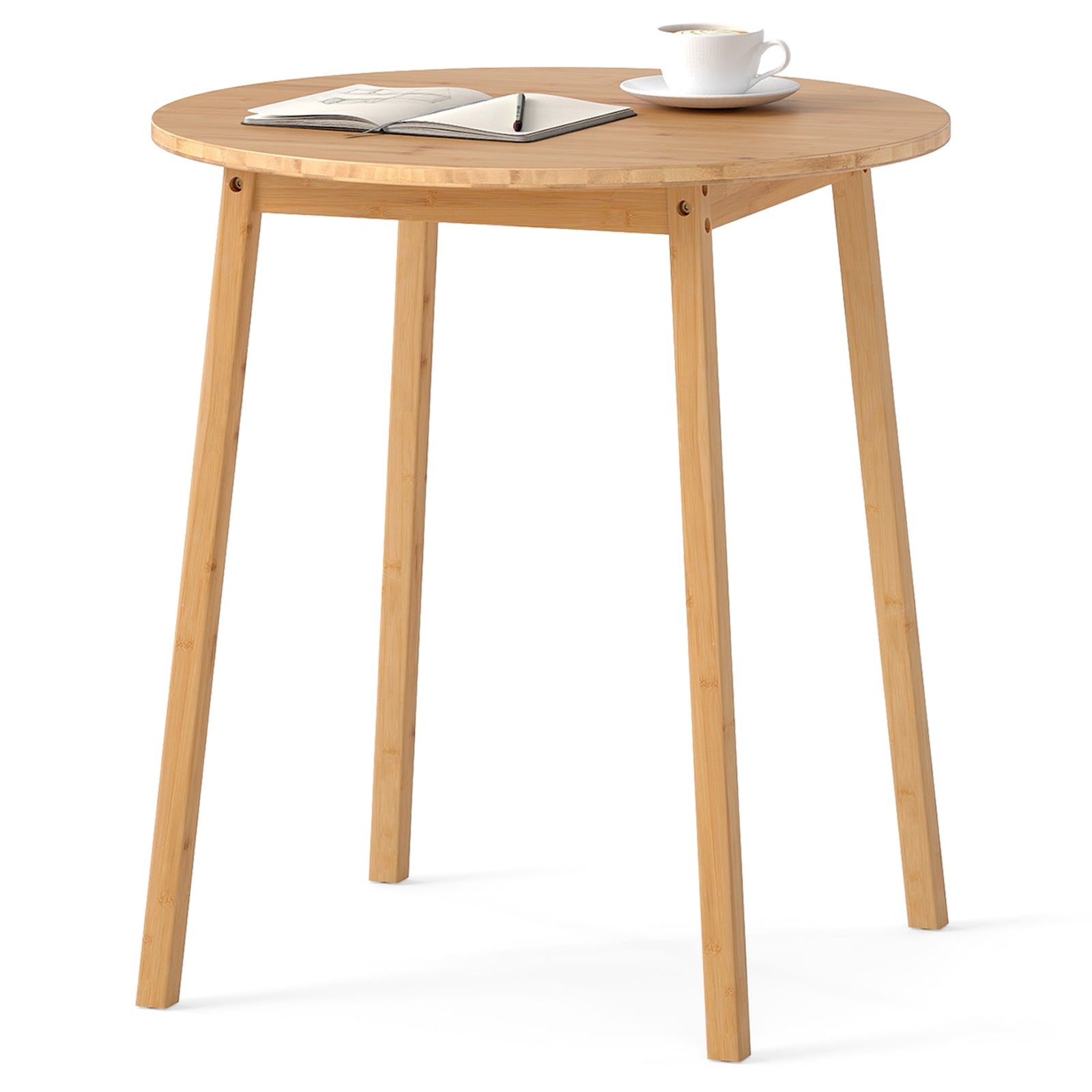 27.5 Inch Round Bamboo Dining Table for 2-4 Person, Natural Dining Tables Natural at Gallery Canada