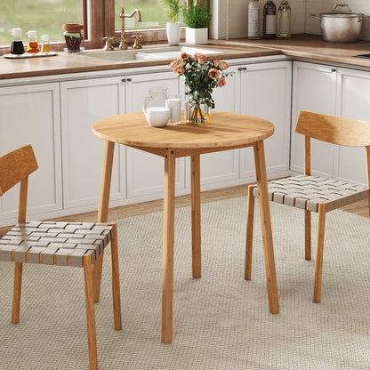 27.5 Inch Round Bamboo Dining Table for 2-4 Person, Natural Dining Tables at Gallery Canada