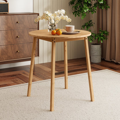 27.5 Inch Round Bamboo Dining Table for 2-4 Person, Natural Dining Tables at Gallery Canada