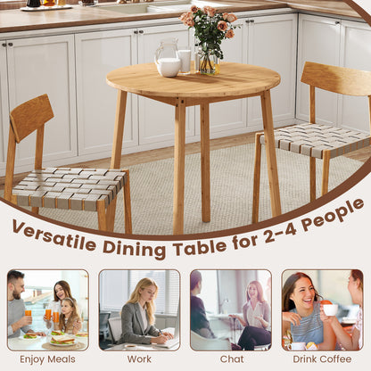 27.5 Inch Round Bamboo Dining Table for 2-4 Person, Natural Dining Tables at Gallery Canada