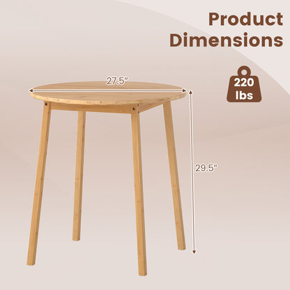 27.5 Inch Round Bamboo Dining Table for 2-4 Person, Natural Dining Tables at Gallery Canada