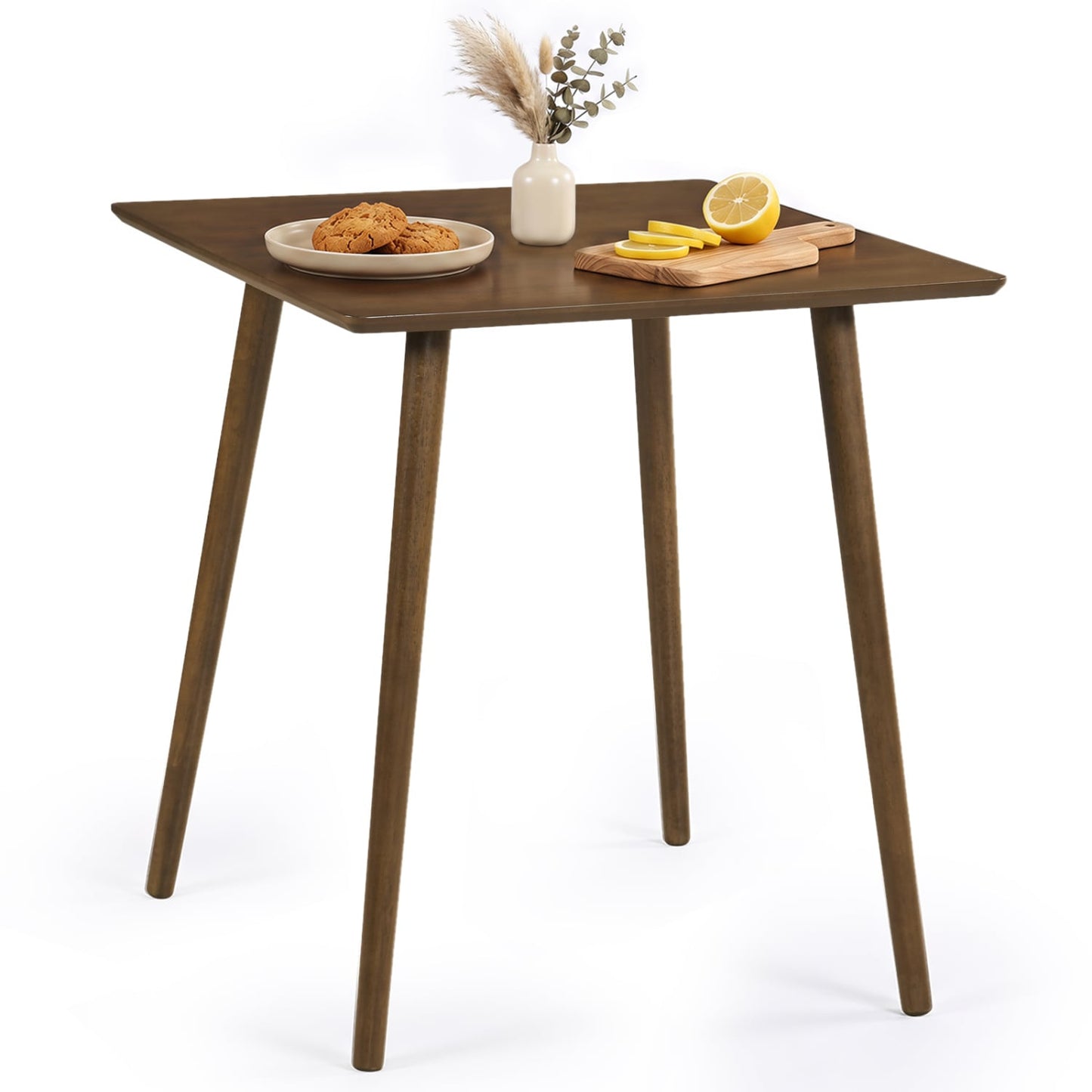 27.5" Square Wooden Dining Table for 2-4, Walnut