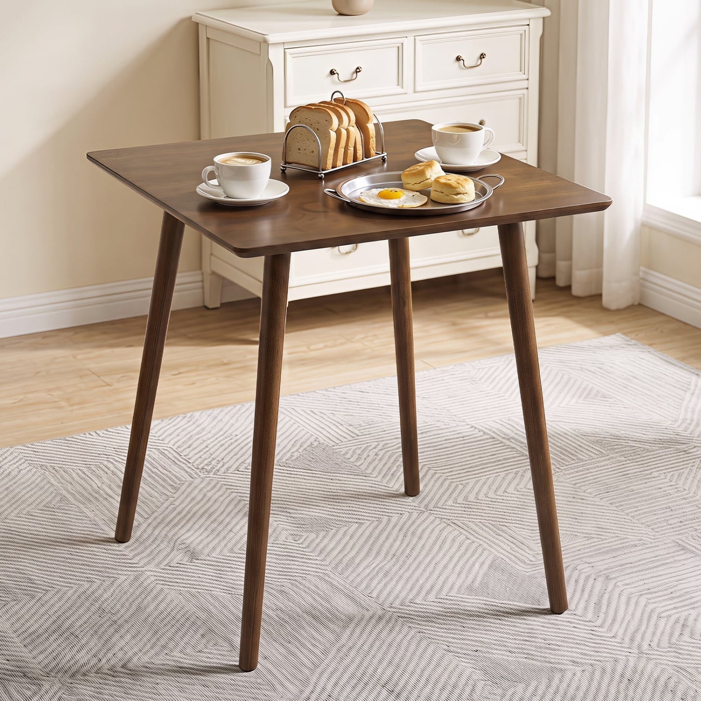 27.5" Square Wooden Dining Table for 2-4, Walnut