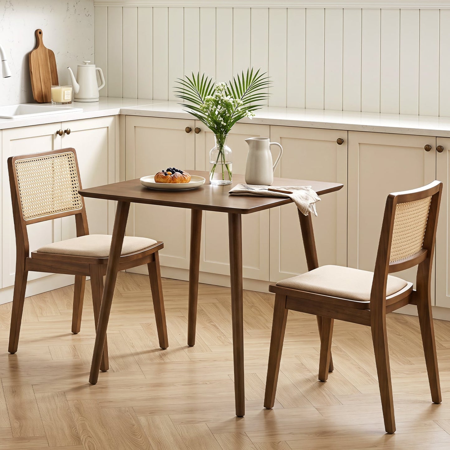 27.5" Square Wooden Dining Table for 2-4, Walnut