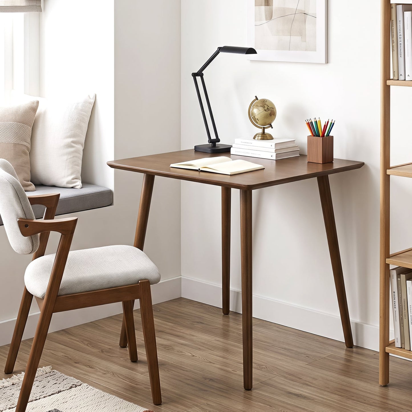 27.5" Square Wooden Dining Table for 2-4, Walnut