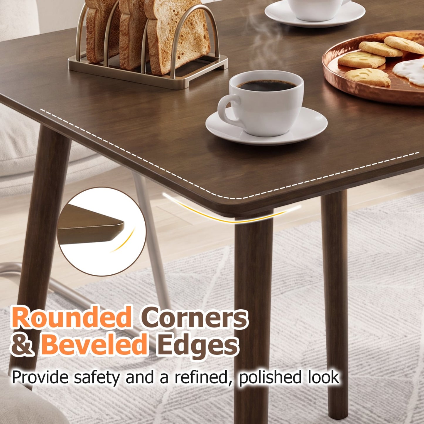 27.5" Square Wooden Dining Table for 2-4, Walnut