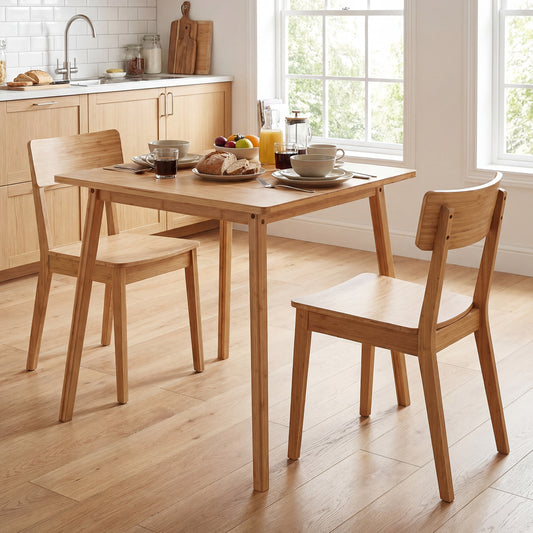 27.5 Inch Square Bamboo Dining Table for 2-4 People, Natural Dining Tables Natural at Gallery Canada