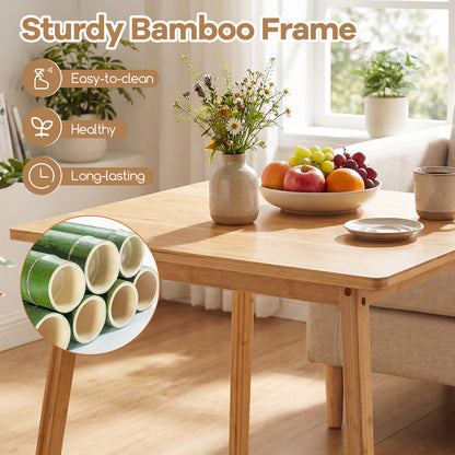 27.5 Inch Square Bamboo Dining Table for 2-4 People, Natural Dining Tables at Gallery Canada